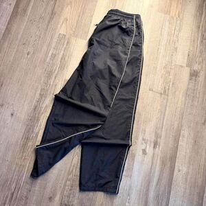 vintage black nylon windpants white piping fleece lined L y2k track 🖤